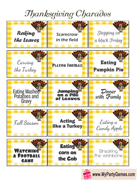 thanksgiving charades words|230 Fun Thanksgiving Charades Ideas (+ Free Printable Cards)